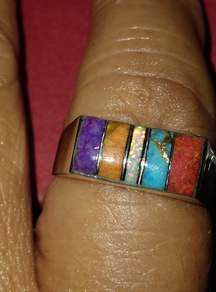 ❤STUNNING!/COLORFUL GEMSTONES RING SZ,9💕 - Picture 7 of 7